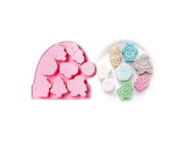 MOLDE SILICON GORRO CON RENO,GUANTE,CORONA,PINO 8 FIG 6X7X2.