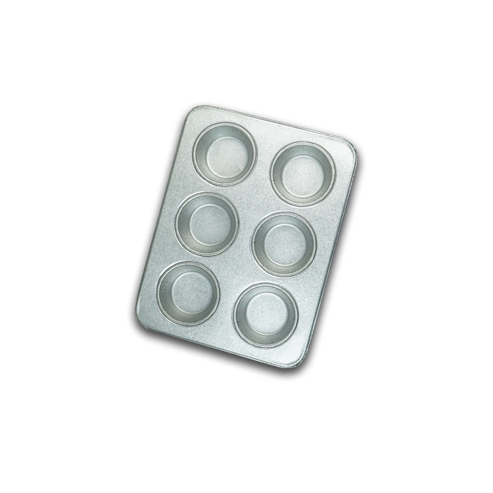 MOLDE MUFFIN 6 CAVIDADES ESTANDAR GALVANIZADO