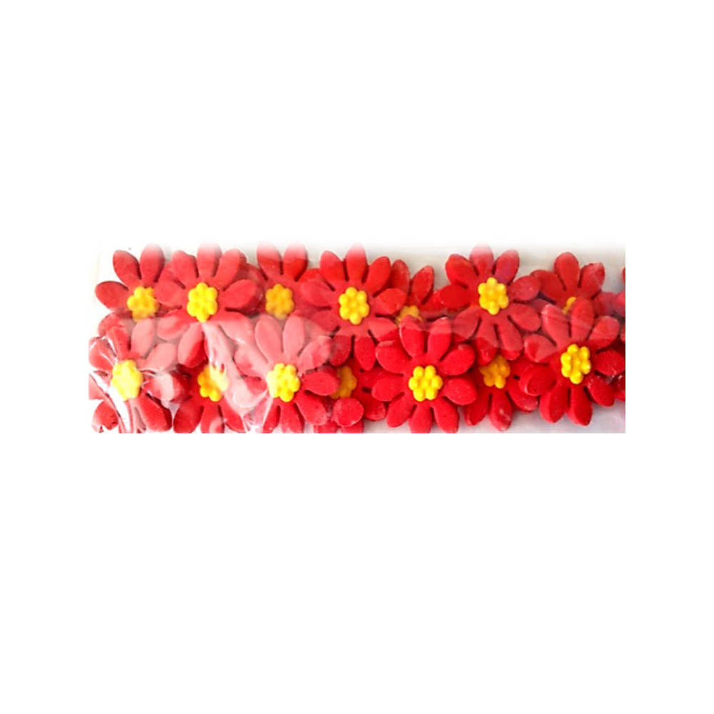PASTILLAJE AZUCAR FLOR MARGARITA ROJA 3X3 CM 16PZ