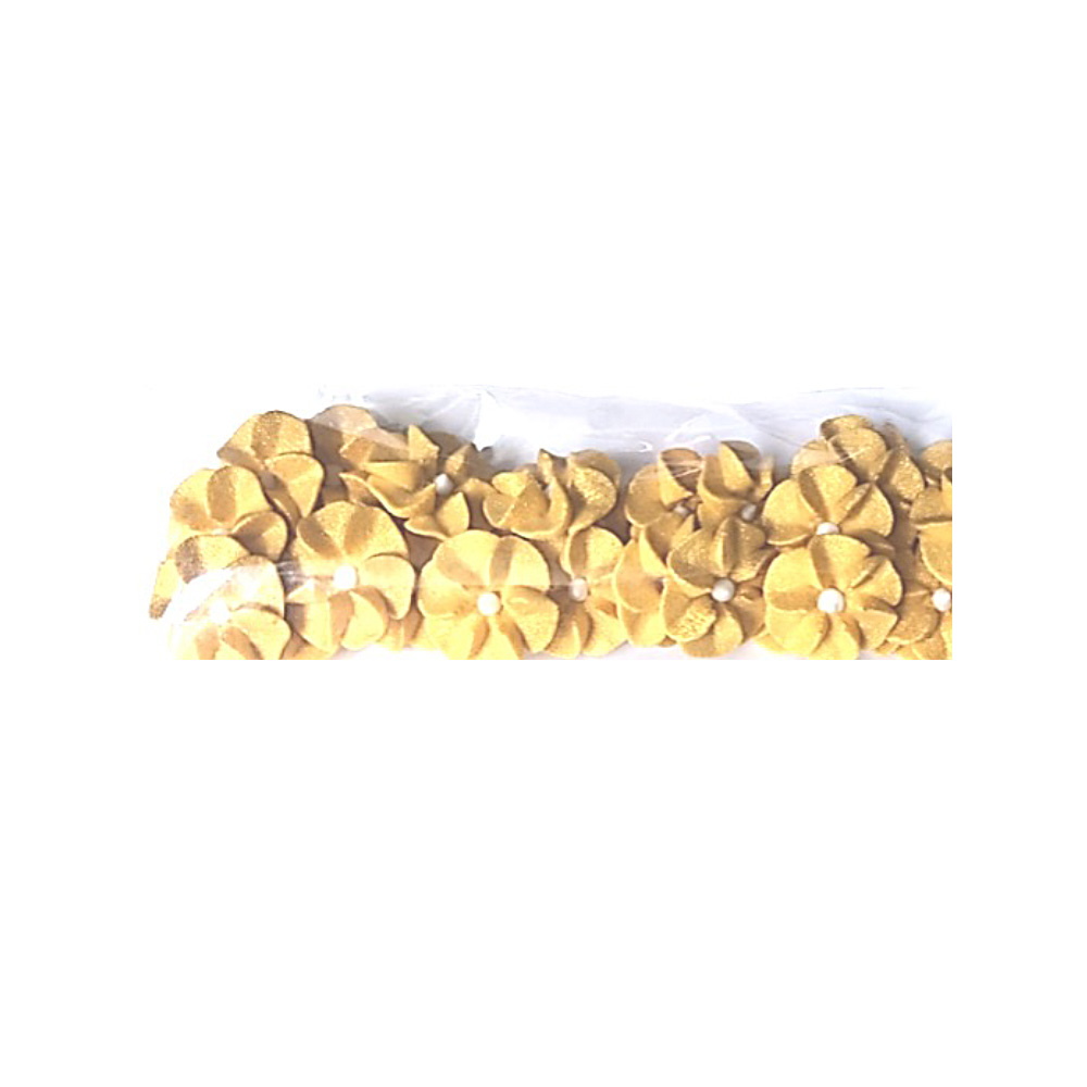 PASTILLAJE AZUCAR FLOR REHILETE DORADO 2 CM 30 PZS. APROX