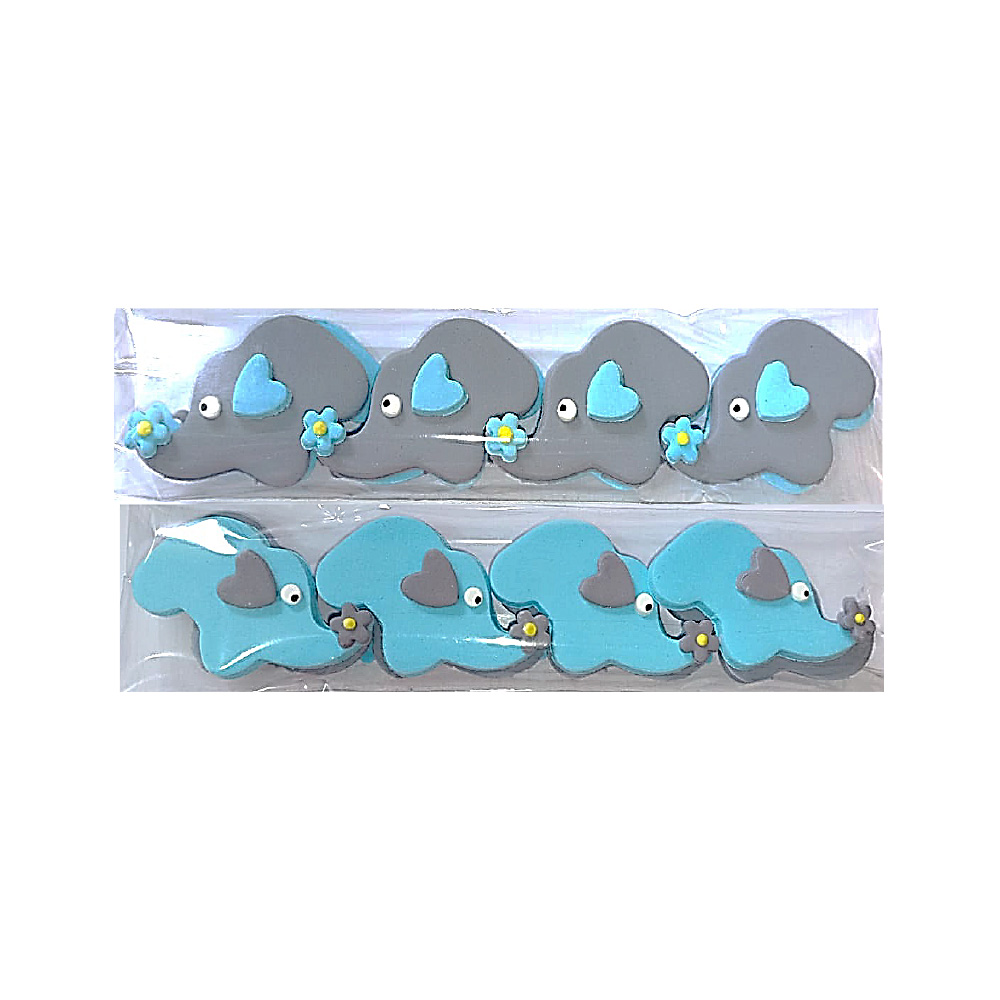 PASTILLAJE AZUCAR ELEFANTE ROSA AZUL 5CM 8PZ.