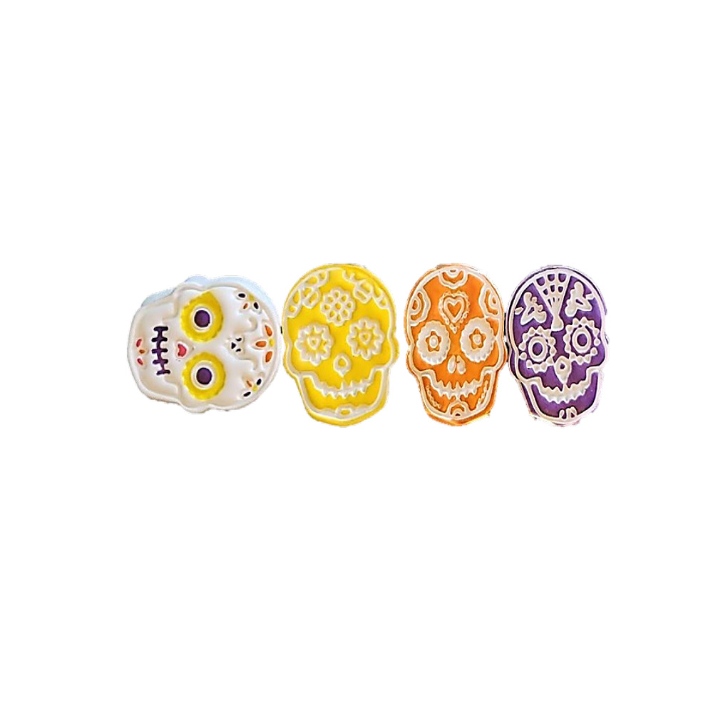 PASTILLAJE AZUCAR HAL CALAVERA PESTAÑA AMARILLA 5PZ 5CM.