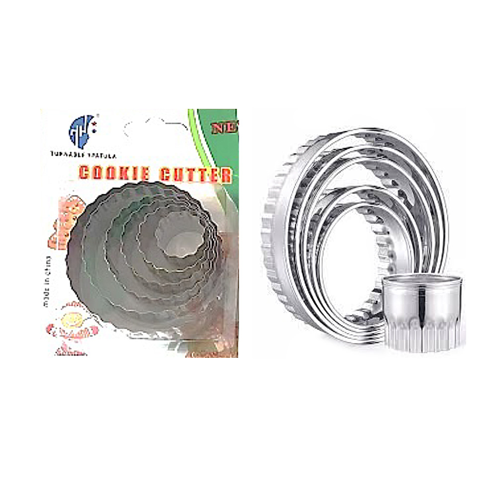 CORTADORES AINOX REDONDO  LIZO RIZADO 6 PZ DE 2 A 7.5 CM