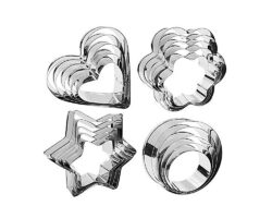 CORTADORES AINOX 20 PZ CORAZON FLOR ESTRELLA REDONDO DE 4 A