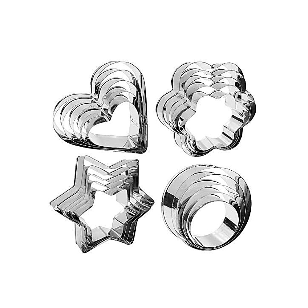 CORTADORES AINOX 20 PZ CORAZON FLOR ESTRELLA REDONDO DE 4 A