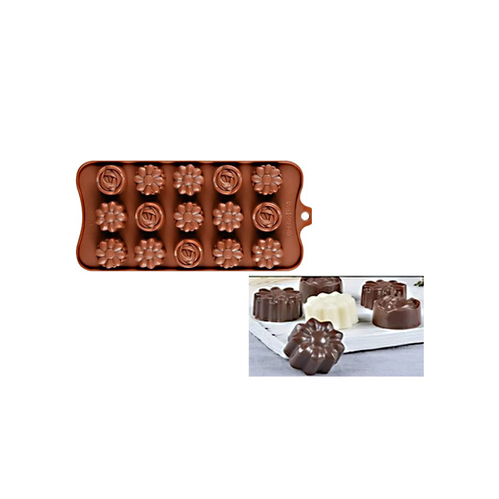 MOLDE SILICON CHOCOLATE FLORES 20X11CM