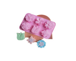 MOLDE SILICON FLORES DISTINTAS DE 7 CMS DE 6 CAV.