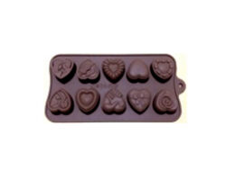MOLDE SILICON 10 CAV CORAZONES DISTINTO 19X20CM