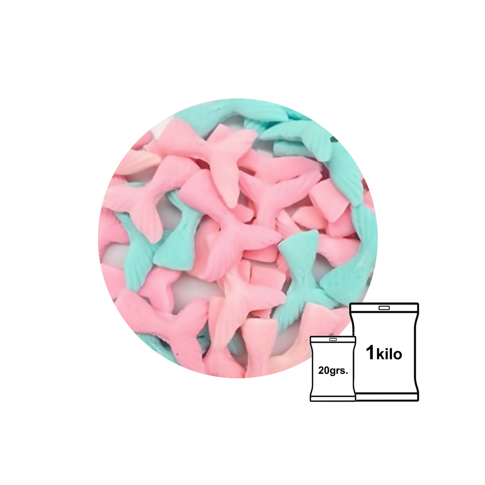 FIGURAS DE FONDANT COLA DE SIRENA COLORES 20G