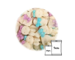 FIGURAS DE FONDANT CONEJITOS MOÐO AZUL Y ROSA 20G
